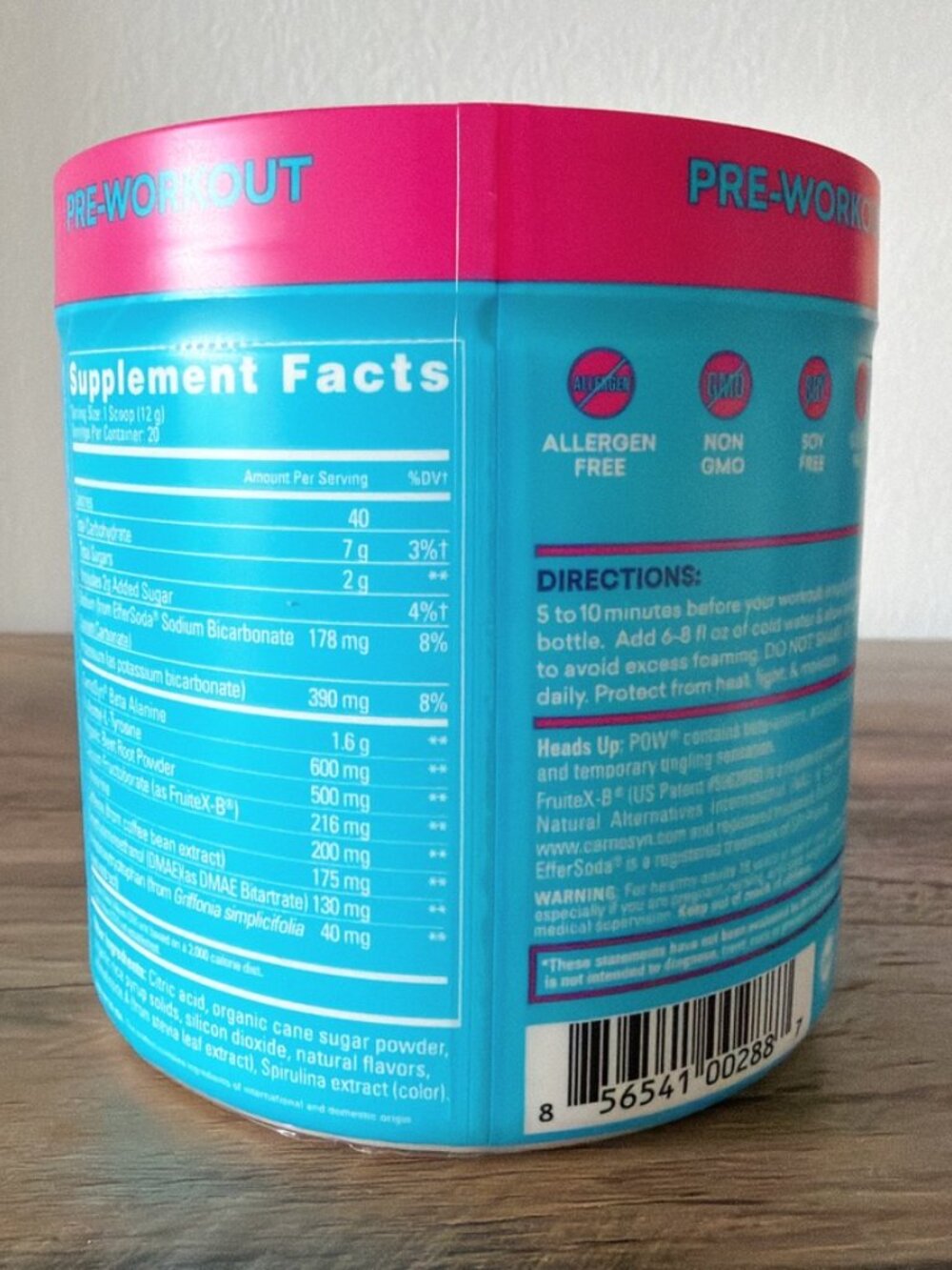 EBOOST POW Natural Pre Workout Powder, Blue Raspberry, Energy Support - Picture 2 of 4